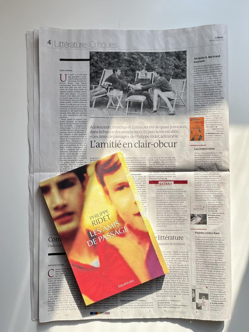 🗞️ PRESSE

Dans "Le Monde des Livres", Denis Cosnard met à l’honneur le roman de Philippe Ridet :

« Un récit admirable, infiniment touchant, doublé d’une plongée en Koda-chrome dans la France périphérique des années 1970. »

<a href="/lemondefr/">Le Monde</a> <a href="/RidetRidet/">Philippe Ridet</a> 
#litterature #lemondedeslivres