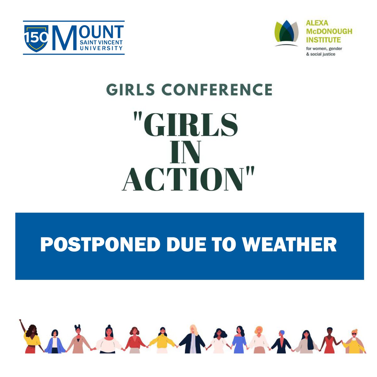 Mount Saint Vincent University (@msvu_halifax) on Twitter photo We've made the difficult decision to postpone the MSVU Girls Conference hosted by <a href="/AMI_MSVU/">AMI for Women, Gender & Social Justice</a> due to the impending winter storm. But fear not! The event has been rescheduled for May 25. We can't wait to see you then! Stay tuned for more details. We've made the difficult decision to postpone the MSVU Girls Conference hosted by <a href="/AMI_MSVU/">AMI for Women, Gender & Social Justice</a> due to the impending winter storm. But fear not! The event has been rescheduled for May 25. We can't wait to see you then! Stay tuned for more details.