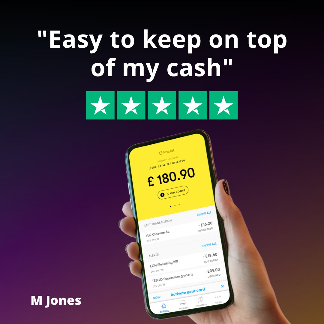 With the Pockit app is super easy to track your spend and keep on top of your cash. Available on the App Store and Google Play.