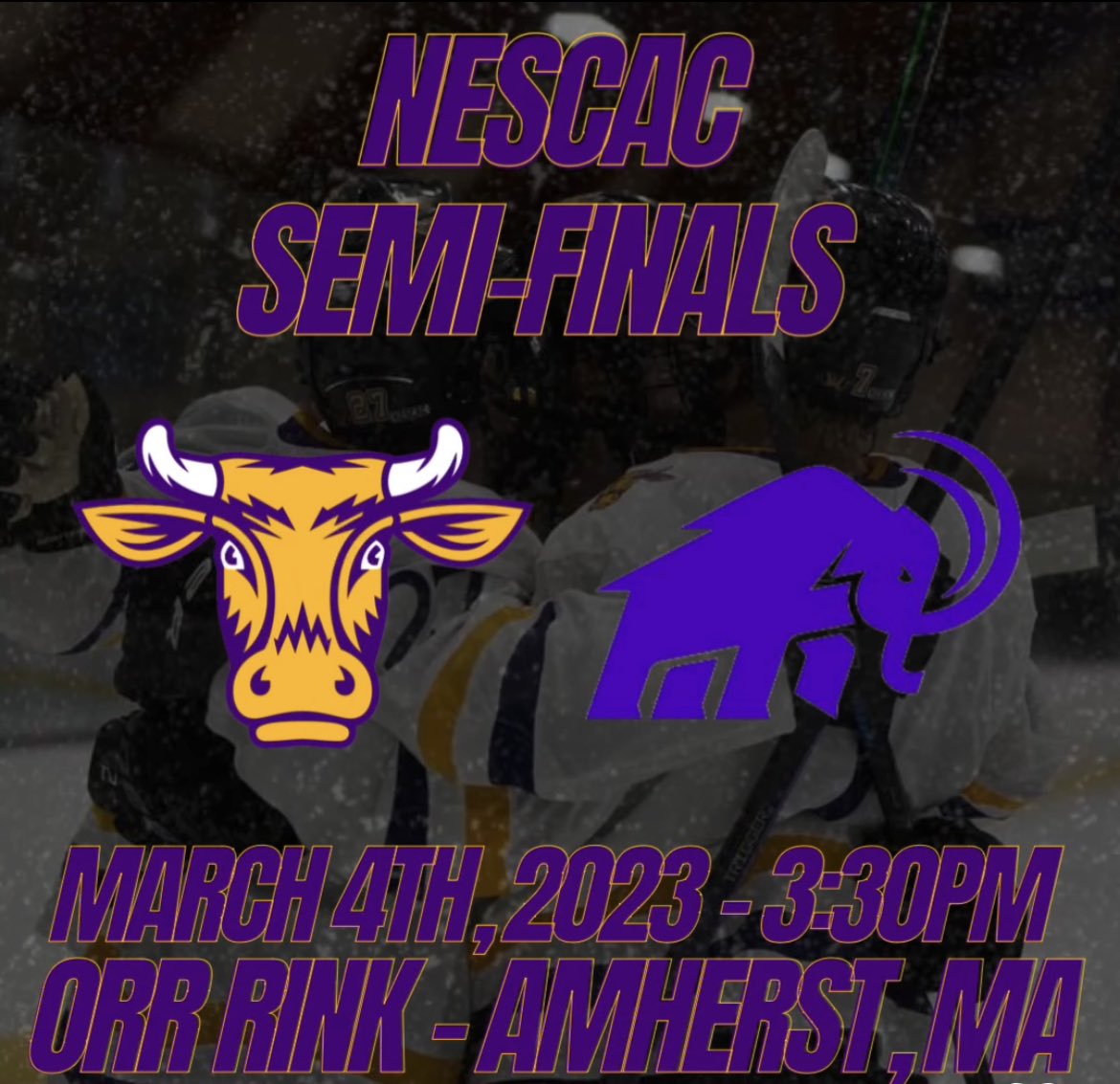 We are just 2 days away from the NESCAC Semifinals! Get down to Orr Rink for our battle against <a href="/AmherstMHockey/">Amherst Men's Hockey</a> on Saturday! Puck drop is at 3:30pm! Ticket purchases are available at nescac.com/sports/mens-ic… #GoEphs