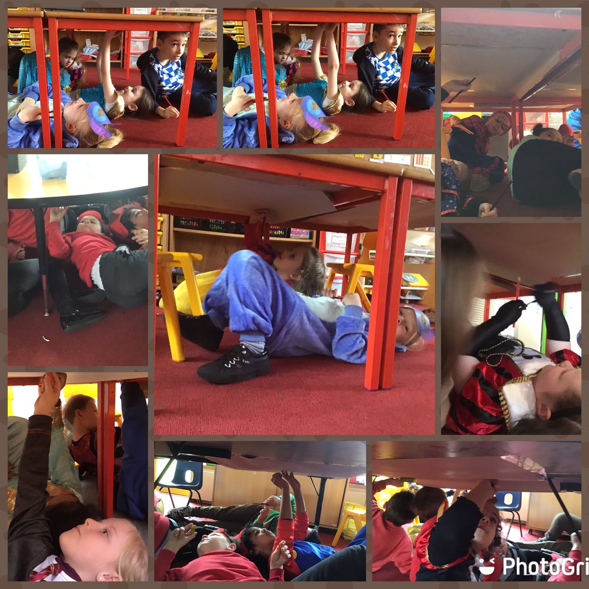 Year1Allenton's tweet photo. As part of our English and Topic learning today we had a go at creating our own Stone Age cave paintings! We crawled under desks and pretended we were in a cave, just like in the Stone Age Boy. #history #stoneage @AllentonLit https://t.co/KtPr8IbfdV