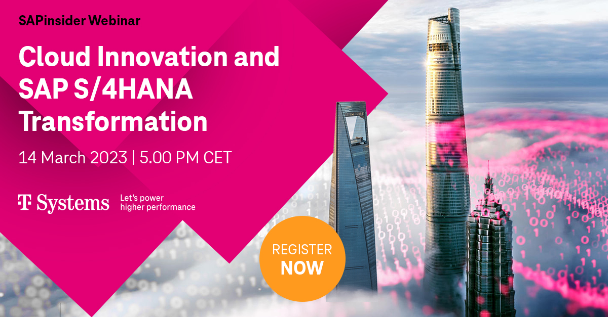 SalesSuccess's tweet image. 🔊Join the T-Systems’ sponsored SAPinsider Webinar “Cloud Innovation and Transformation” on 14 March 2023 at 5.00 pm CET. Register today!
#Cloud #CloudPlatforms #SAP link-shortener.io/LtWoMFLtVggh3N…