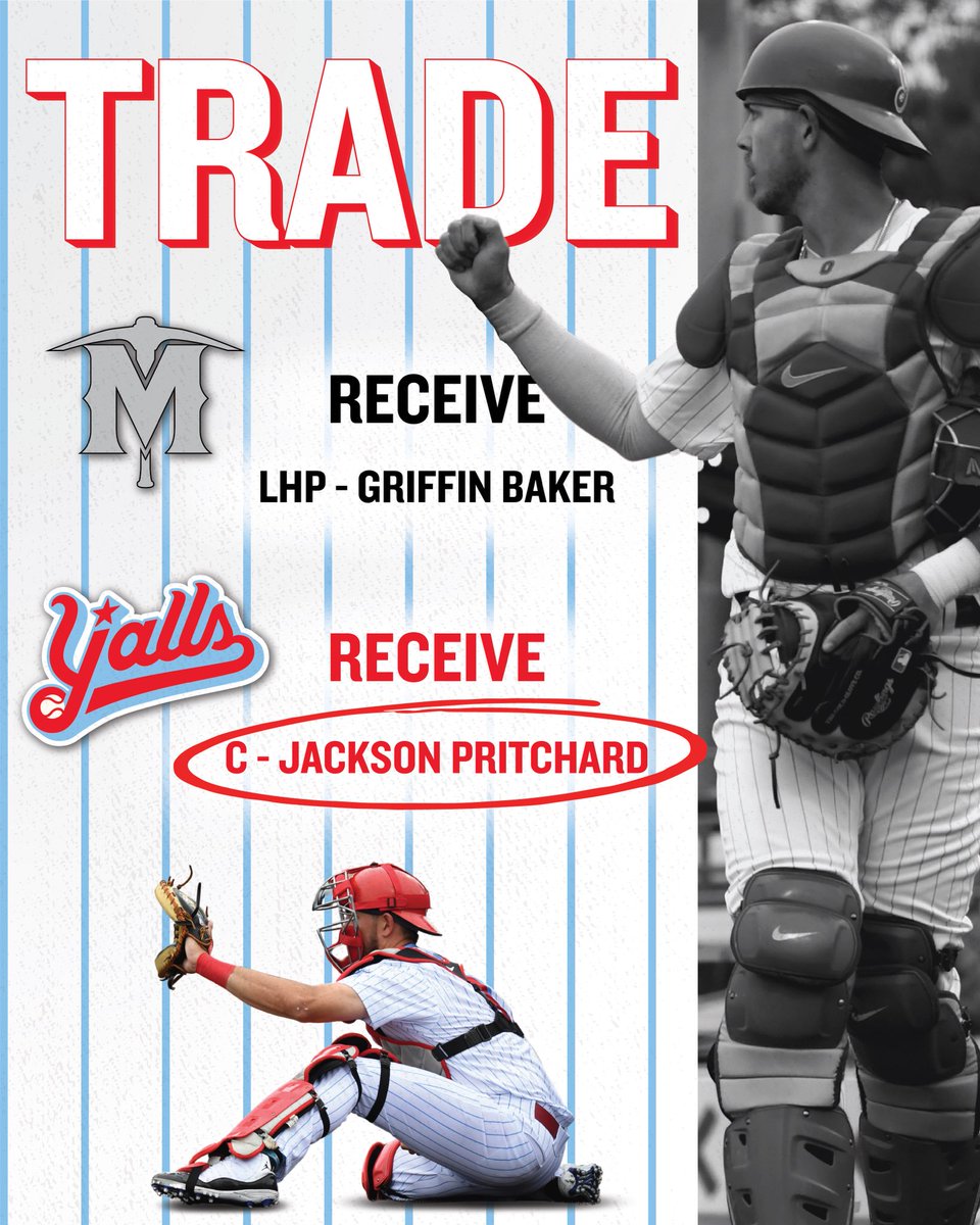 florence_yalls's tweet photo. We have acquired C - Jackson Pritchard via trade with the @SCMiners, where we’ll be sending LHP - Griffin Baker to complete the trade.

Jackson Pritchard was a Y’all in 2021 and a @FLProBaseball All-Star last season while playing in Gateway. 

#WeBallForYall #ForTheTower https://t.co/leVnDLp5vQ
