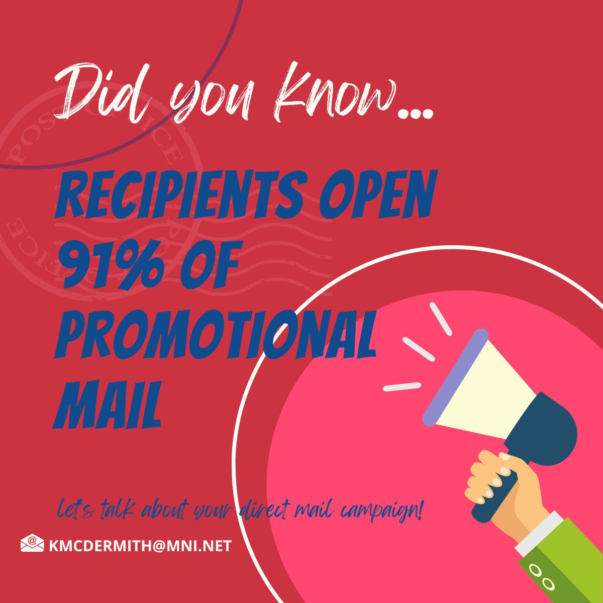 What's your cold email open rate?
91% for direct mail is really a great stat!
#marketing #industrialmarketing #manufacturing #USAMfgHour #industrialsupply