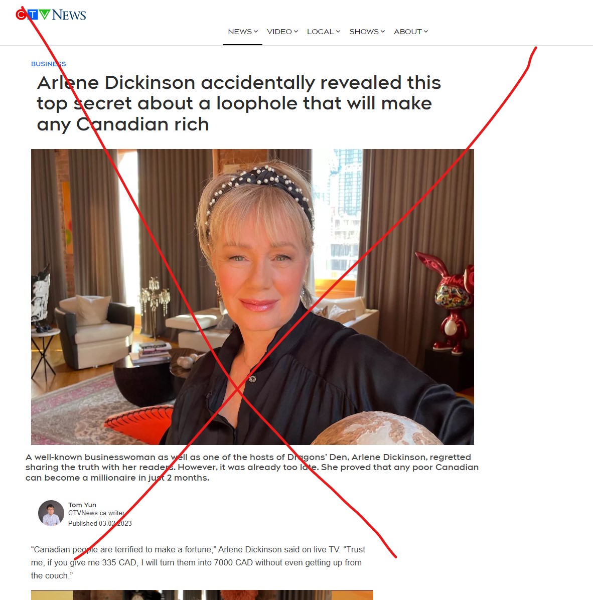 I would like scammers to stop putting my byline on fake CTV News articles promoting crypto scams please