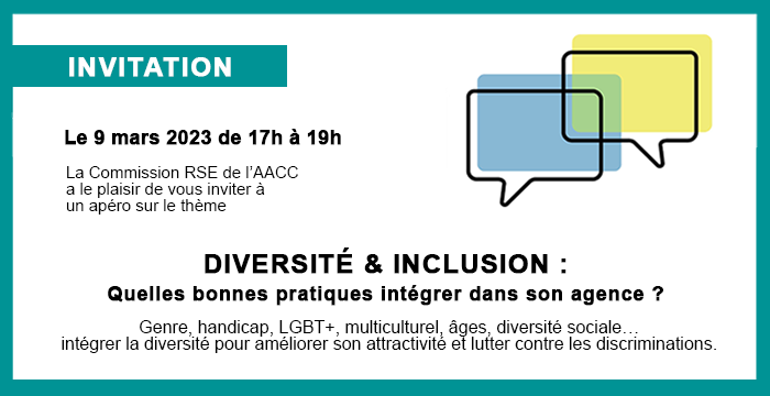 J-7 | ApéroRSE sur la thématique Diversité &amp; Inclusion
📅RDV le 9 mars à 17h (En présentiel ou en visio)

w/ @GildasBonnel <a href="/AgenceSidiese/">Sidièse</a> <a href="/sabinekeinborg/">Sabine Keinborg</a> <a href="/ShortlinksTwit/">Shortlinks</a> <a href="/mrungette/">Marion Rungette</a> <a href="/HavasParis/">Havas Paris</a> <a href="/gabriemarie/">Marie Gabrié</a> 

+info : ldotte@aacc.fr