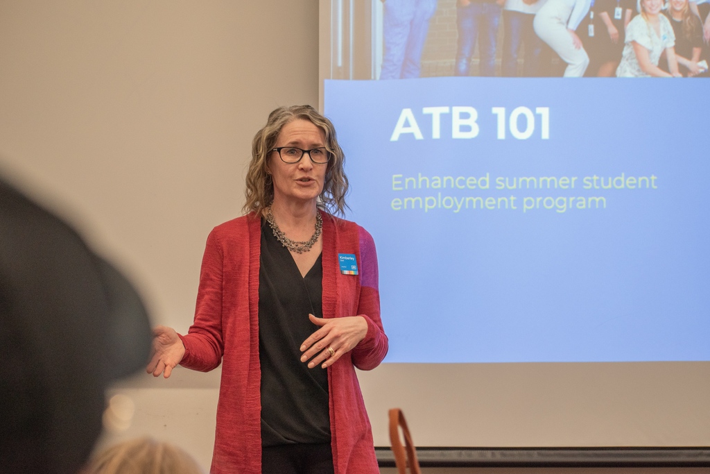 MHCollege's tweet photo. Thank you to Kimberley Dart and Cliff Turner from ATB for coming to speak to our business students last month. We hope this inspires our students to get their careers started this summer with #ATB101 or even starting their own businesses! https://t.co/O4yWozWv8x