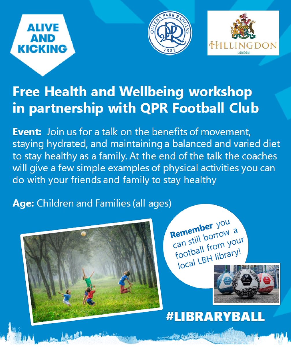 Hill_libraries's tweet photo. Join Botwell Green Library on Saturday 25 March
10am to 11am for a talk on the benefits of movement and how to stay healthy as a family. The Coaches will also give examples of activities you can do together. Call 01895 558633 to reserve your place. ^F
#LIBRARYBALL
@WeAreAKUK https://t.co/JhWEDq4wde