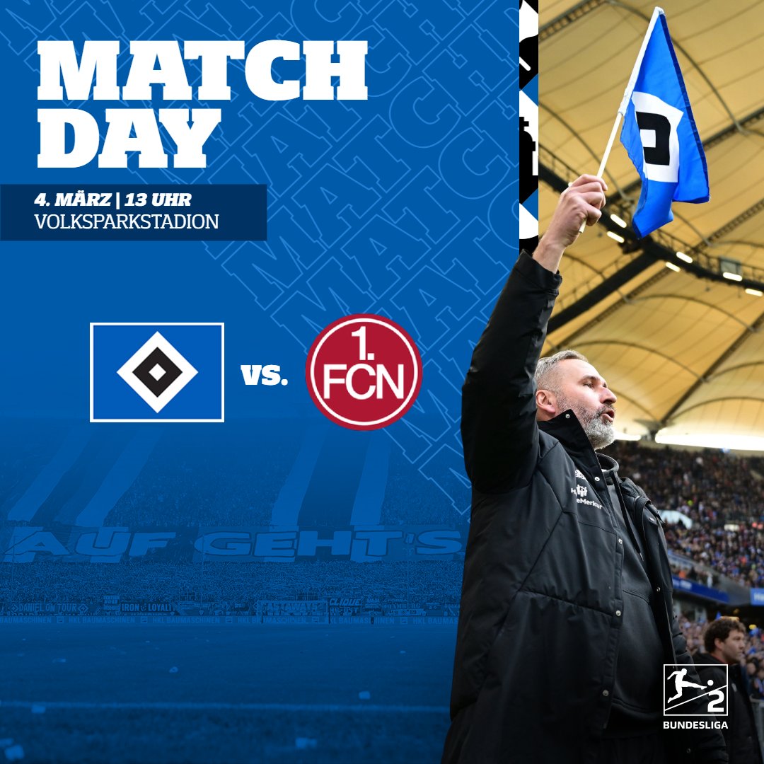 HSV's tweet photo. 💥 MATCHDAY 💥

🆚 @1_fc_nuernberg
🏟 Volksparkstadion
⏰ 13 Uhr
🏆 #Bundesliga2
#⃣ #HSVFCN 
📻 https://t.co/ahsn8WT7dh
📲 https://t.co/0j4munWO10

Wie verfolgt ihr das Spiel heute❓

#nurderHSV https://t.co/lZvzvUCcDY