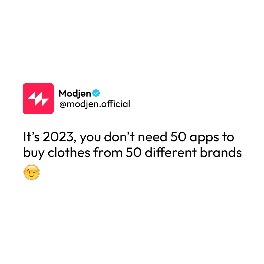 Less Apps, More Fashion! Modjen is the way to go in 2023. 🤗

#modjen #comingsoon #launchingsoon #buyclothesonline #fashiononline #brandsonline #shoponline #pakistanibrands #pakistanibrandsonline #brands #clothes