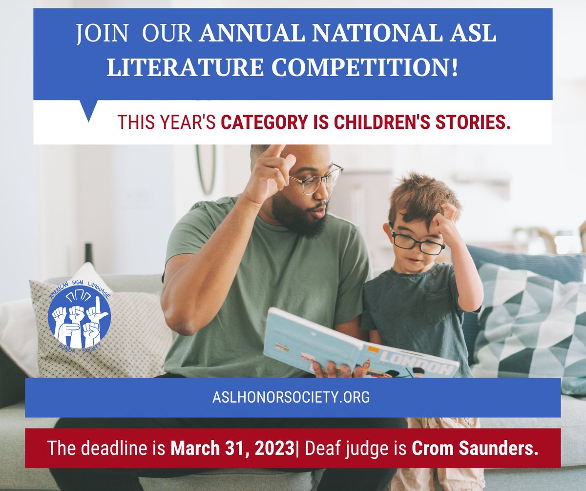 ASL Honor Society (@societyasl) on Twitter photo Our next competition is ASLHS Literature and this year's category is Children's Stories! Our judge is Crom Saunders! Click buff.ly/3KPv5EA to learn more about him. Our Literature packet is available on our website! Email aslhs.competitions2@aslta.org for any inquiries. Our next competition is ASLHS Literature and this year's category is Children's Stories! Our judge is Crom Saunders! Click buff.ly/3KPv5EA to learn more about him. Our Literature packet is available on our website! Email aslhs.competitions2@aslta.org for any inquiries.