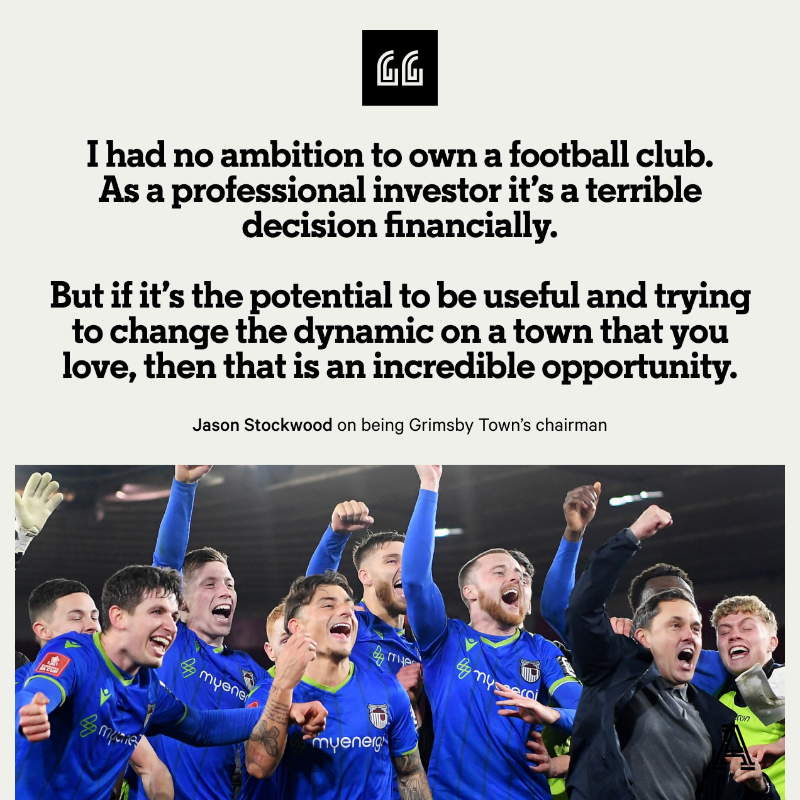 TheAthleticFC's tweet photo. A new owner, promotion from the National League and reaching the quarter-finals of the #FACup for the first time in 84 years.

Quite an 18 months for Grimsby Town... #GTFC

📝 @nancyfrostick