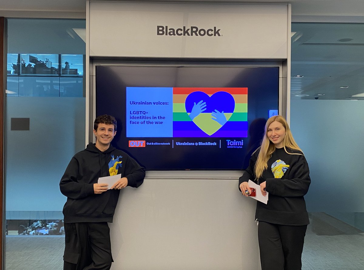 JakeVygnan's tweet photo. Proud to share that @taimiapp had an opportunity to speak up at @BlackRock  with such a powerful speech about LGBTQ+ community facing the war in Ukraine. Besides, our @DianaLysenko8  had a chance to present our valuable work in improving the lives of LGBTQ+ folks worldwide. https://t.co/cl7CkkvNDh