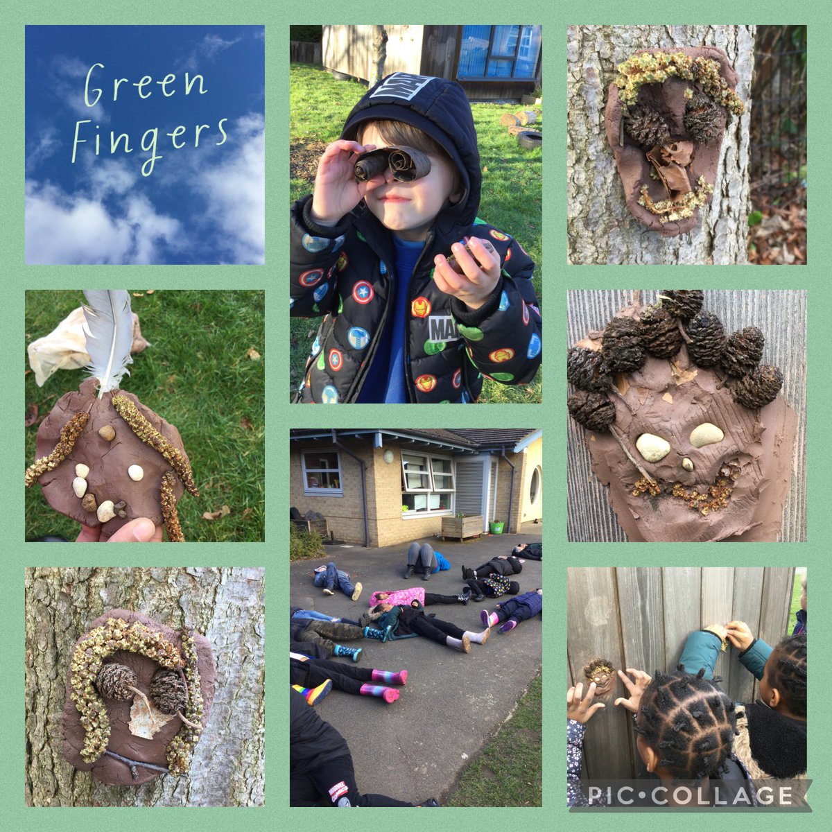 RecepStJamesNN5's tweet photo. Green Fingers club is back for the spring term! We explored the green fingers’ area and learnt how to stay safe. Then we created nature faces with clay, relaxed whilst cloud watching, and enjoyed playing hide and seek. 🪵🌿 Next week, planting and hot chocolate… 🌼☕️ https://t.co/teSkY8fCqw