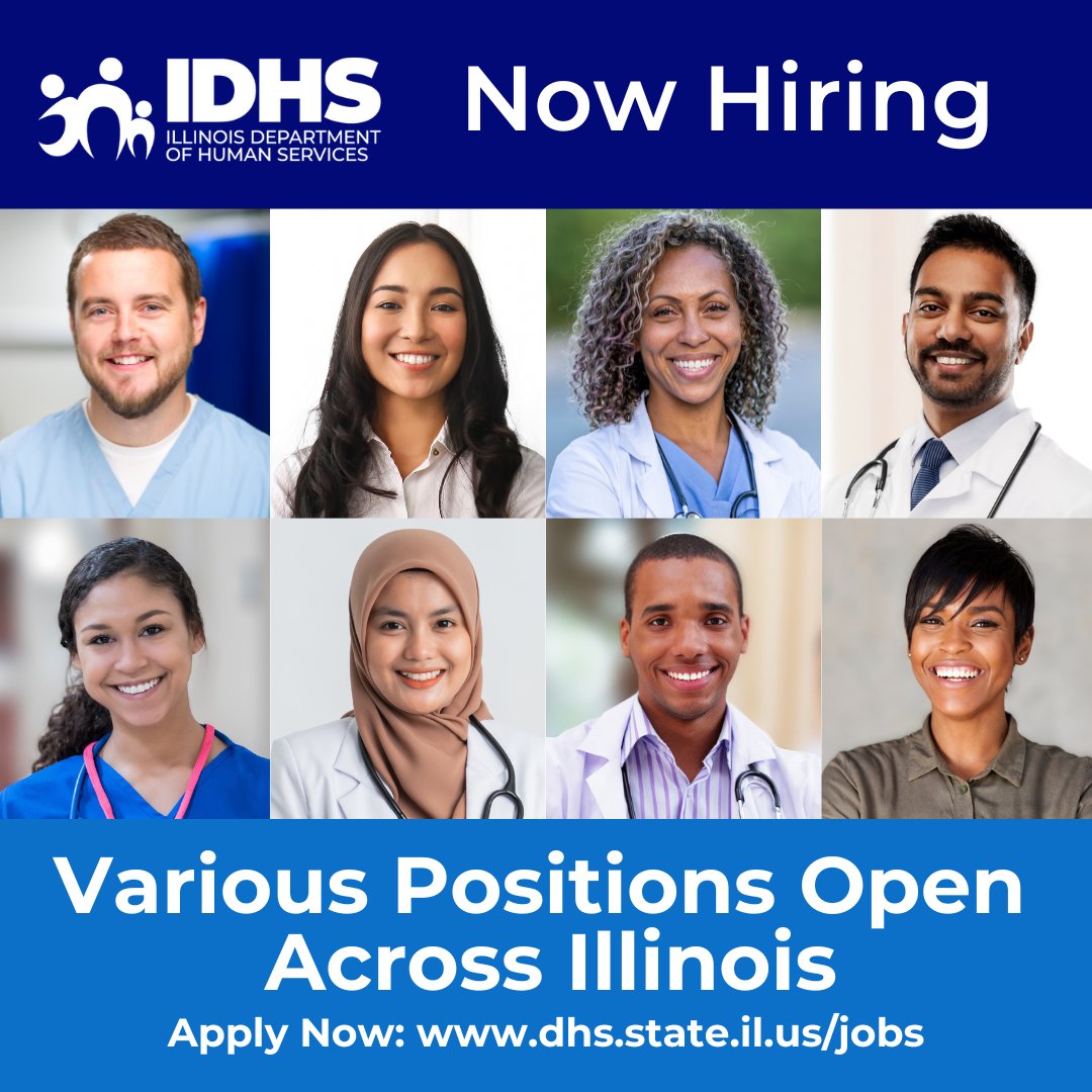 Join our Team! Bilingual a Huge Plus! 

The Illinois Department of Human Services hires positions in all areas - professional, #healthcare, #administration, technical, clerical/administrative, and #customer service.
