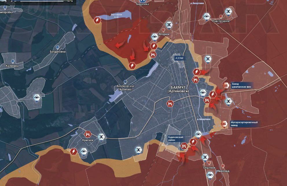 JordanSchachtel's tweet photo. Bakhmut is under complete fire control and Ukraine has hinted that they will soon abandon their positions. The western corporate media, however, has insisted for weeks that it's only the Russians who are taking heavy casualties.

Get ready for a post-evac narrative shift. https://t.co/ywswYPSB9u