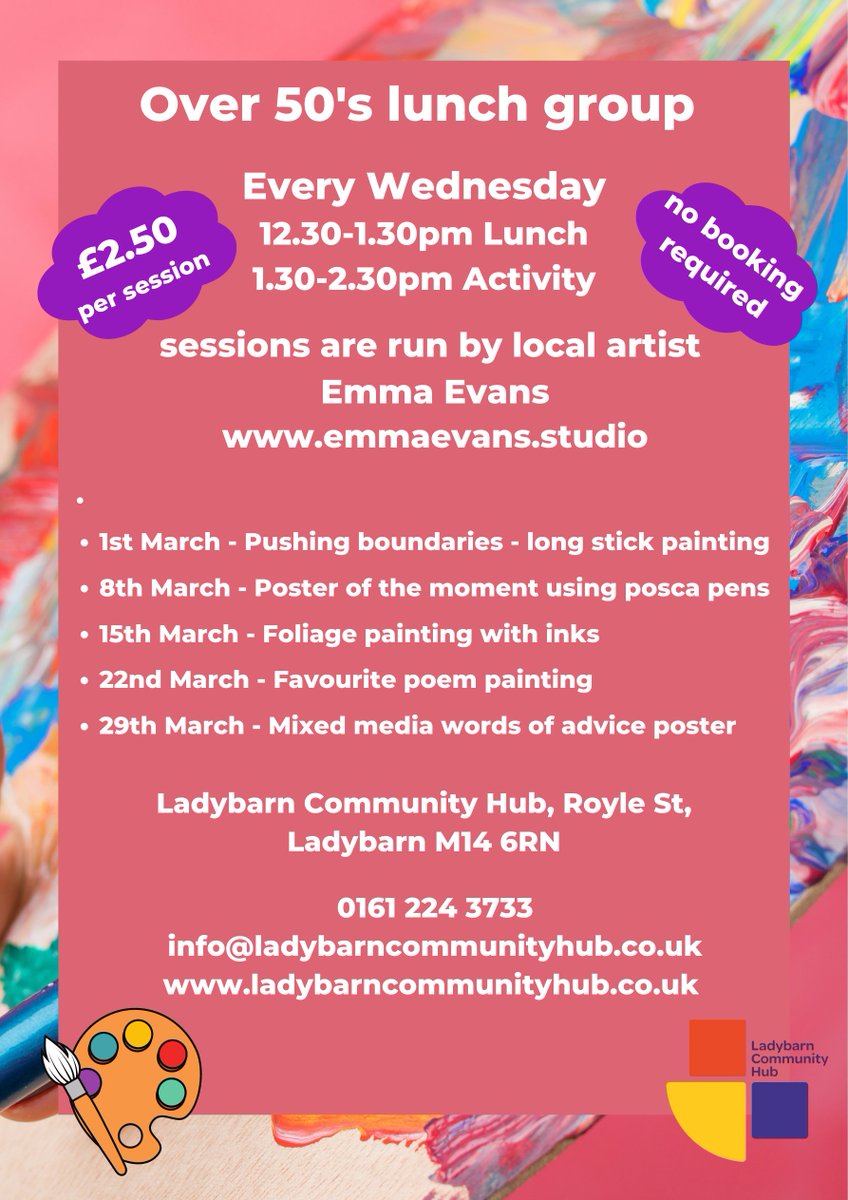 Our lunch group had a fantastic time yesterday doing some long stick painting with <a href="/emmaevansstudio/">Emma Evans studio</a>. They created some amazing pieces of art work! <a href="/MancSpirit/">The MancSpirit Charity</a> 🎨