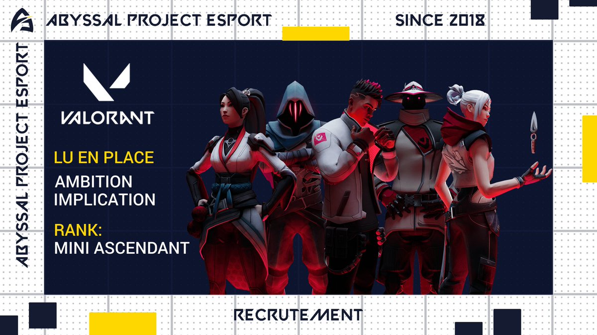 🔎RECRUTEMENT🔍

Nous recherchons une équipe #VALORANT en place, ambitieuse et impliquée👀

🏆Rank mini Ascendant🏆

Plus d'infos en DM📩

<a href="/Cherche_1Groupe/">Cherche 1 Groupe</a> <a href="/Overmaster2/">Over 🚀</a> <a href="/ZykRuk/">ZykRuk / Gautier</a>  <a href="/SfamEsport/">Sfam Esport</a> <a href="/WayuPur/">BDS Wayu</a> 

#FAV &amp; #RT appréciés
Si vous connaissez une équipe #LFO n'hésitez pas⤵️💬