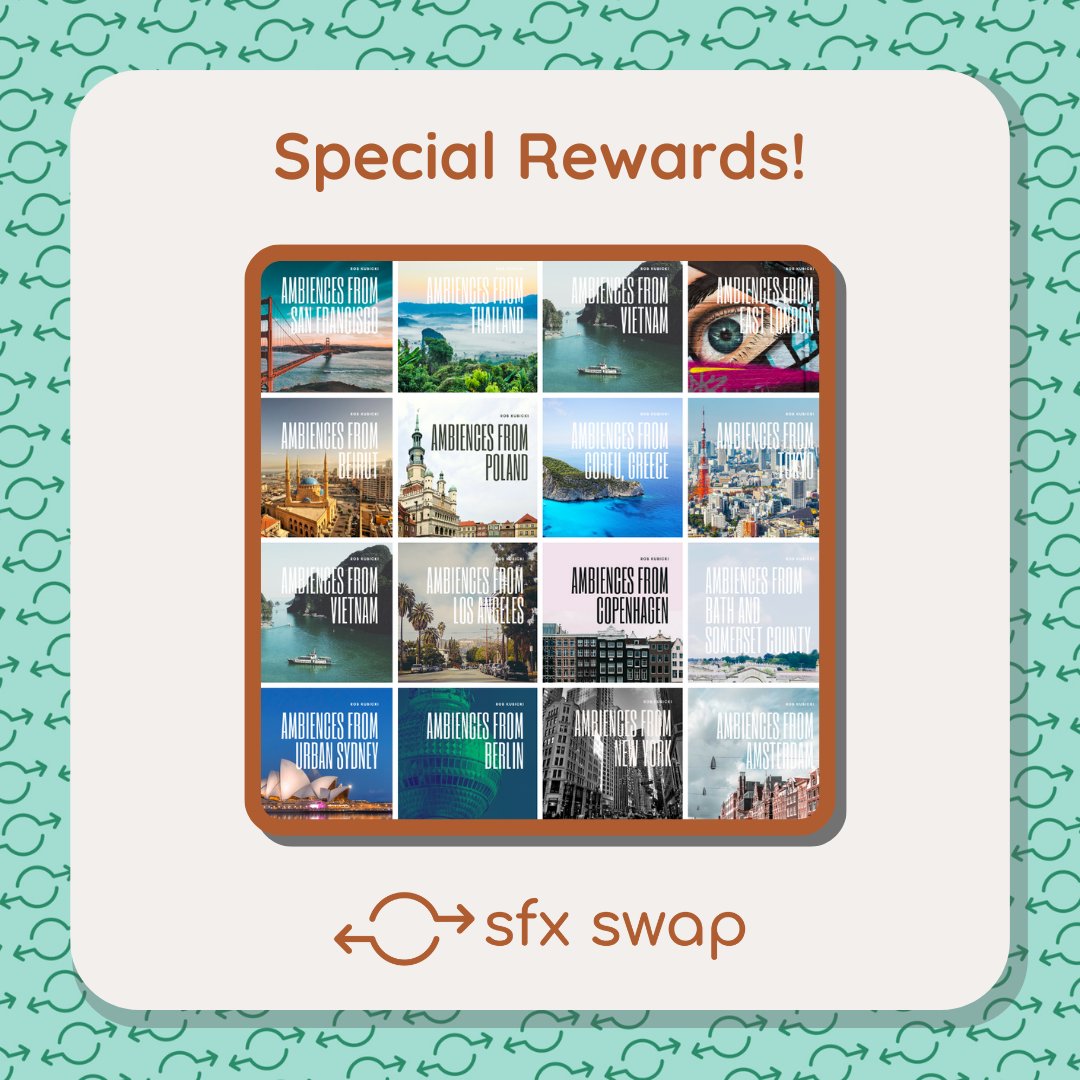 This month's 2nd SFX Swap sponsor is none other than...

<a href="/robtrs/">Robert Kubicki</a> 

Rob has traveled the world recording high-quality ambiences.

This month, he's sharing 2GB of his best work with all SFX Swap participants!💪

Don't miss out!

sfxswap.com
#sfxswap #soundeffects