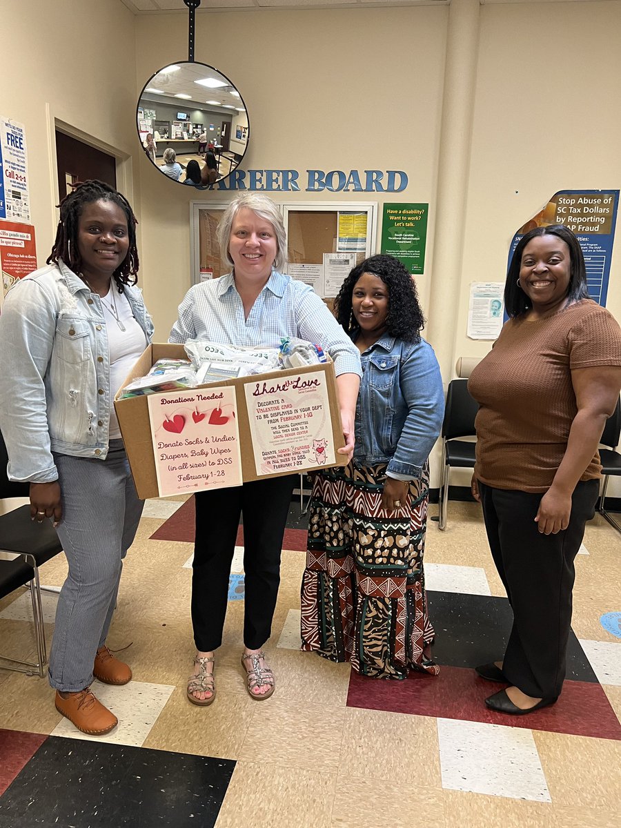 Wrapping up our month of “Sharing the Love” by dropping off several boxes full of socks and underclothes to our local Department of Social Services. 💕Donated items were contributed by the staff from <a href="/LexingtonOne/">Lexington County School District One</a> Central Services! 💕 #lovewhereyouwork