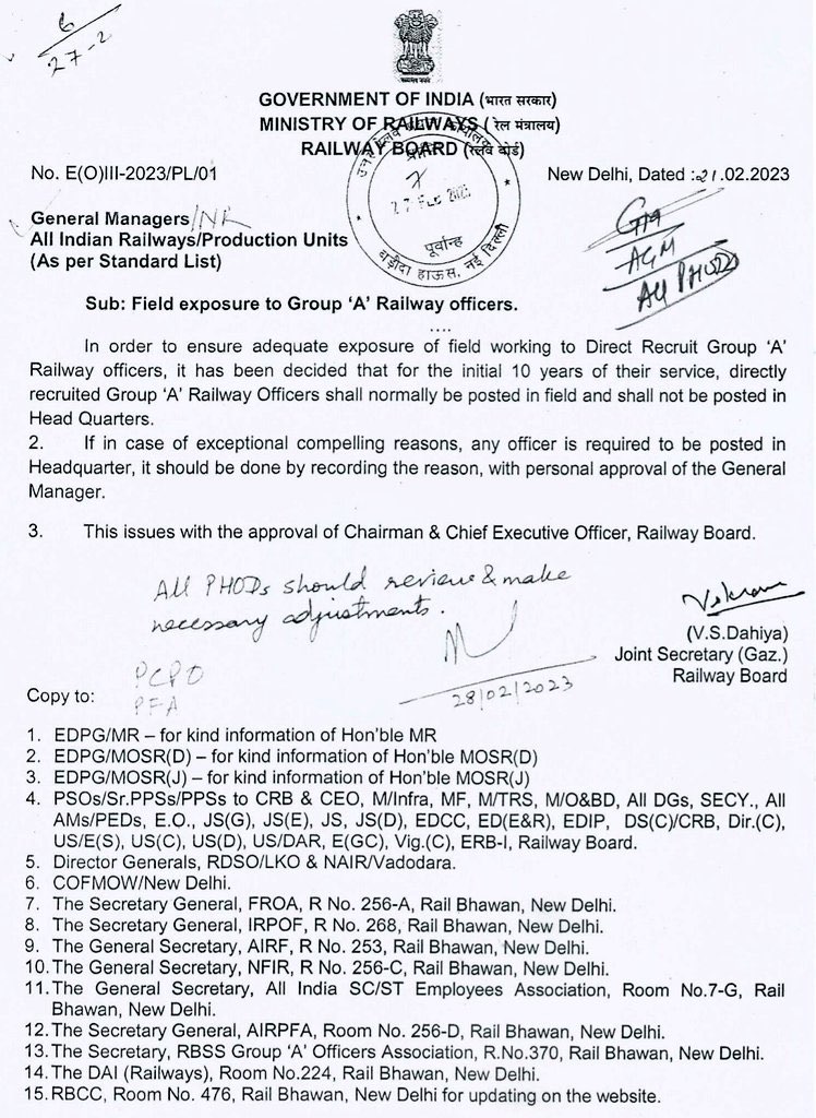 Railwhispers's tweet photo. 2 times it says #direct_recruit only,so #promottees aren't covered under this
By this the entire HQ is being reserve for promottees
इसके बहुत दूरगामी दुष्प्रभाव माने जा रहे हैं
ग्रुप ए जैसे ही मिले जोन #reallotment होना चाहिए अगर ऐसे आदेश का कुछ लाभ चाहिए
DR का अर्थ ग्रुप ए ही है https://t.co/dm9No6FThD