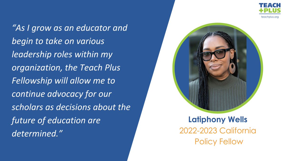 TeachPlusCA's tweet image. Meet our Teacher Leader: Latiphony Wells
#TeachPlus #TeacherLeader