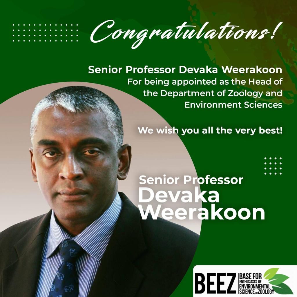 BeezUoc's tweet photo. With great honor and best wishes, we at BEEZ would like to extend our sincere congratulations to our very own Senior Professor Devaka Weerakoonon,his appointment as the Head of the Department of Zoology and Environment Sciences, Faculty of Science, University of Colombo. 💚 https://t.co/NFmlKUx8De