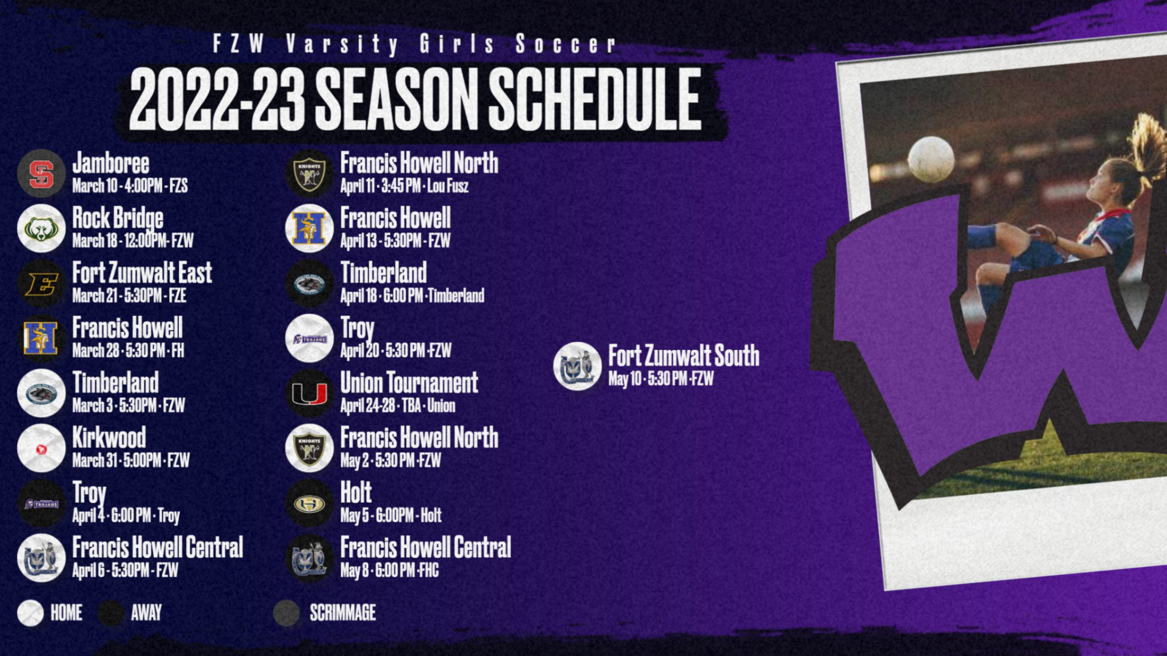 FZW Activities on Twitter "Here is our Girls Varsity Soccer Schedule for this spring. Come out