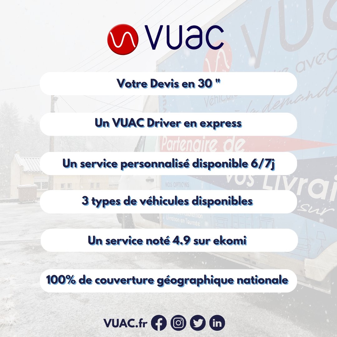 VUACfr's tweet image. VUAC votre startup de mise à disposition de véhicule utilitaire avec chauffeur. ✅

Qu'attendez vous pour réserver votre VUAC Driver ?🤔🚚

#VUAC #véhicule #utilitaire #chauffeur #liveur #livraison #transport #déménagement #petitprix #bonplan #france #iledefrance #startup #ekomi