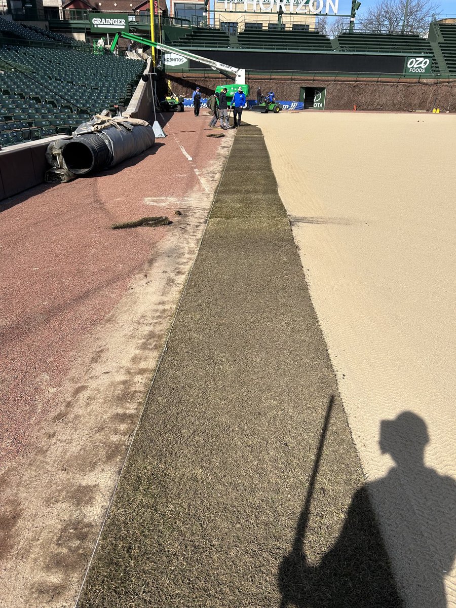 DanKiermaier's tweet photo. Wrigley’s ready for baseball. Thanks to everyone who helped put it back together https://t.co/Y8OUJEF1A8