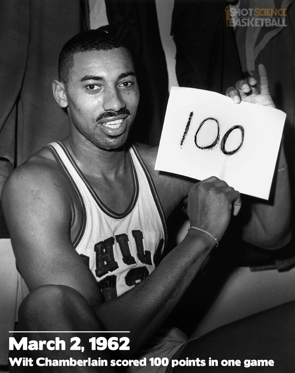 61 years ago today, Wilt Chamberlain set the NBA's single-game scoring record with 100 points! 🏀💯