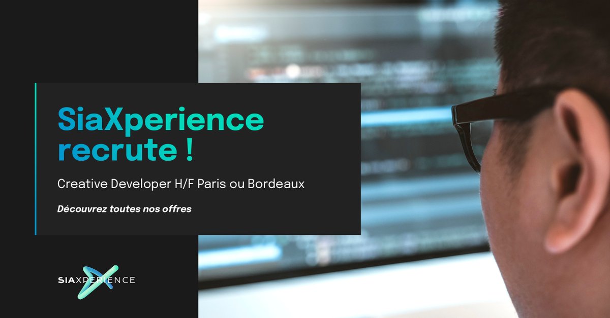 SiaXperience, agence en hypercroissance cherche son Creative Developer pour accompagner nos clients dans le développement de solutions innovantes.🚀 Envie de rejoindre une agence dynamique et bienveillante ? Postulez à notre offre 👉 tinyurl.com/5yarf3v8
#dev #emploi #digital