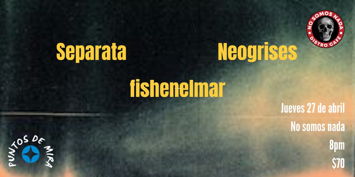 Hola!
Este abril habra abducción sonora 
Con puro talento nacional <a href="/fishenelmar/">Fernando Villarruel</a>  separata en @nosomosnadadistrocafe