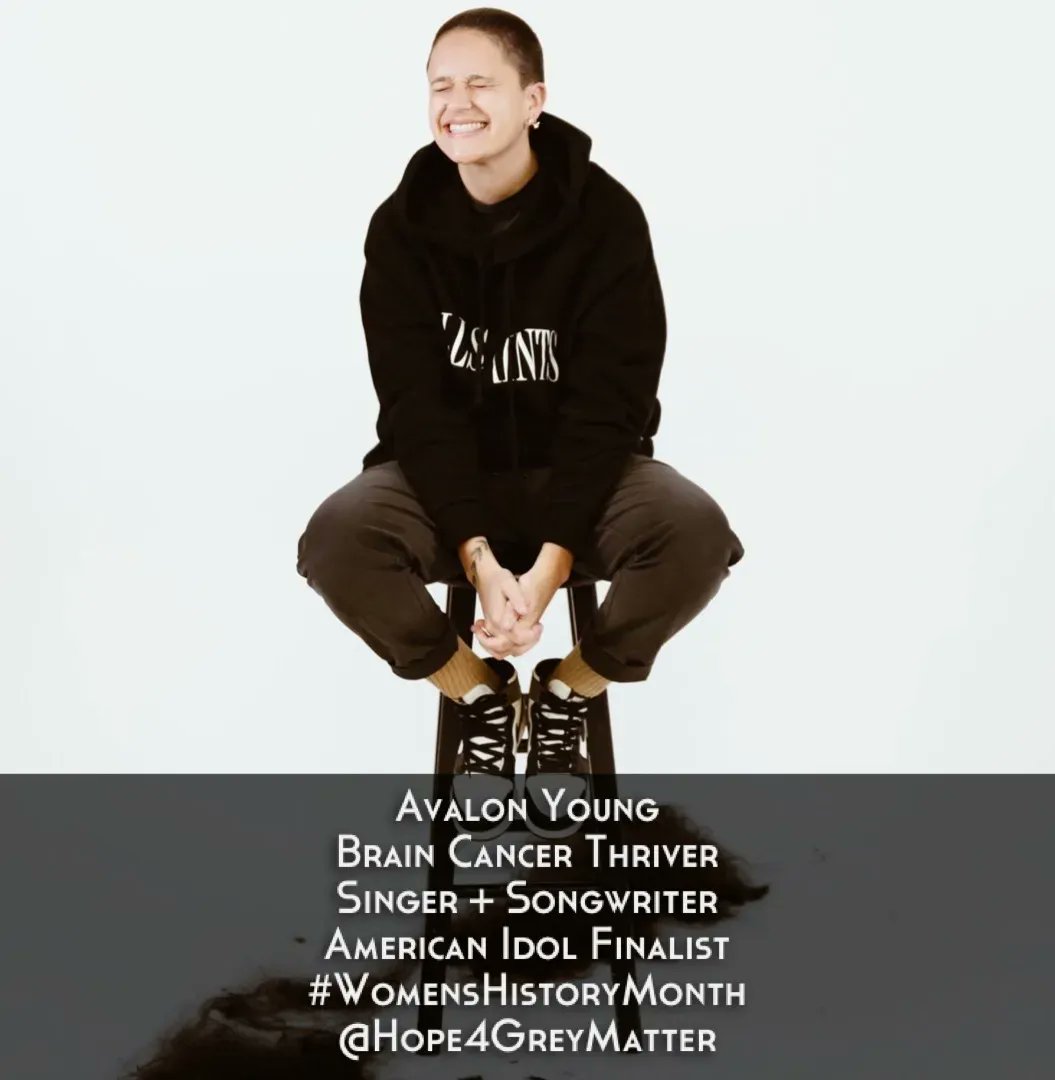 Celebrating #WomensHistoryMonth    ... 💪 🧠❣️ 
Avalon Young
<a href="/avalonyoung/">avalon young✍🏽</a> 
#Singer + #Songwriter 
#AmericanIdol  Finalist 
Brain Cancer #Thriver 
#H4GM 💫
#HOPE
#BTSM 
#BrainTumorSurvivorsAreDope 
#Inspiration
#NeverGiveUp
#BrainTumorThursday ￼