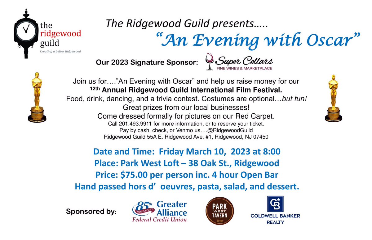 clancy30's tweet image. Put your Glitz on and join us at our annual Ridgewood Guild International Film Festival fundraiser.
