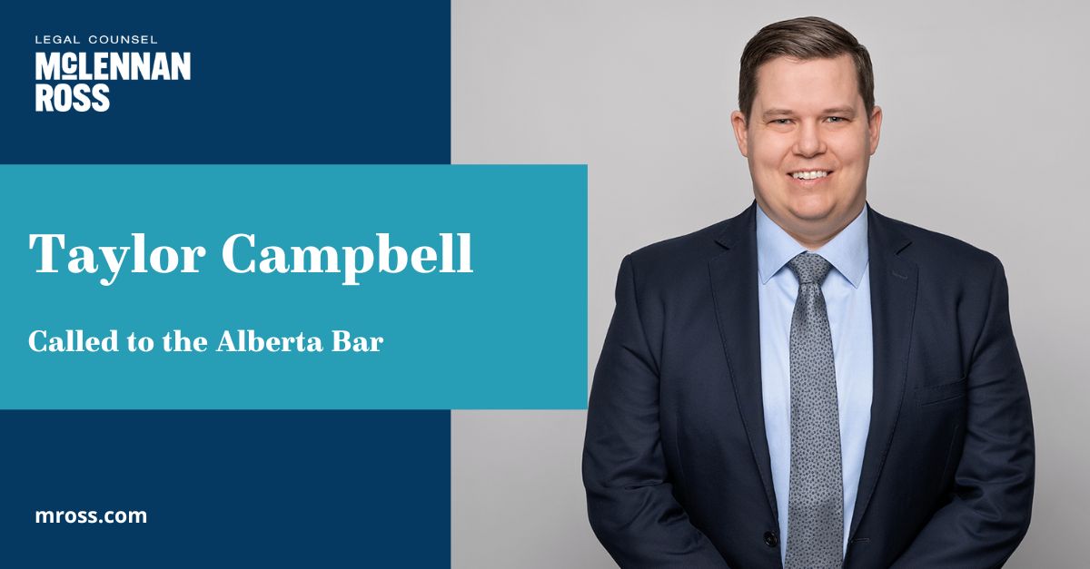 mclennanrossllp's tweet photo. Congratulations to MR’s Taylor Campbell who is now a member of the Alberta Bar. Taylor is also a member of the British Columbia Bar. Well done, Taylor!
#MRoss #YYClawyer #Barcall https://t.co/fv8FjSQu4b