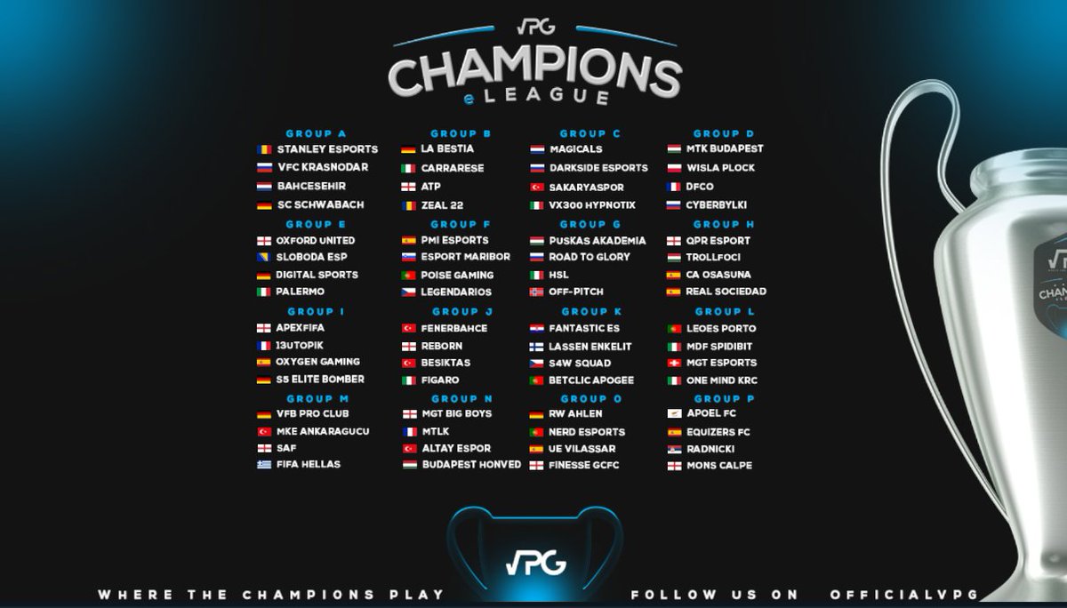 🏆 Champions eLeague PS5
🗓️ Group Stages
💻 virtualprogaming.com/tournament/Cha…

🙌 Best of luck to all the teams. The competition starts W/C 6th March. 

#FIFA23 #ProClubs