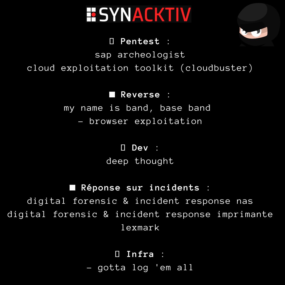 Détails de nos offres de stage <a href="/Synacktiv/">Synacktiv</a> sur lnkd.in/g99jQ2KV
✉️ CV à apply@synacktiv.com
⏱ Durée : 6 mois
💵 Gratification de stage : 1 800 € brut/mois
👤Profil : #étudiants en dernière année d'étude 
👉 pré-embauche en CDI avec un salaire d'entrée de 43 200 € brut/an
