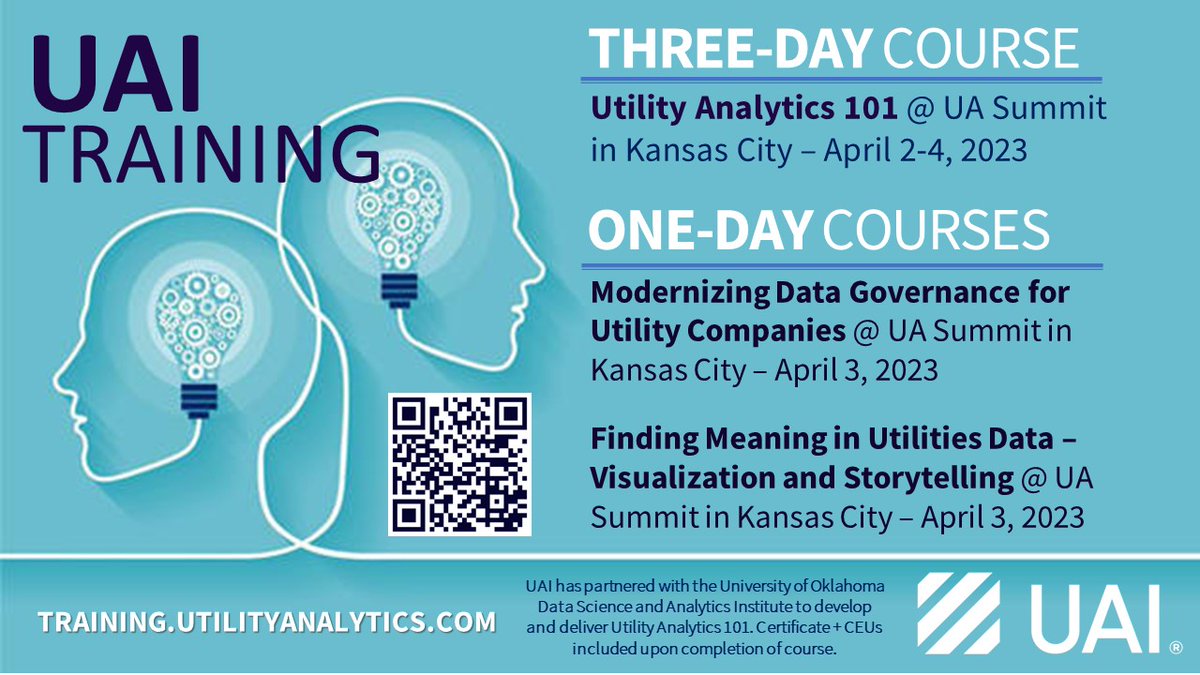 weareuai's tweet photo. Get a 50% Discount on UA Summit (https://t.co/ClbQrTcXsf) by registering for in-person training co-located at UA Summit in Kansas City: https://t.co/ZyrezCmfHn
Contact UAI at info@utilityanalytics.com to get the discount code!
#UtilityAnalytics #UtilityAnalyticsTraining https://t.co/lEnzu058Uq