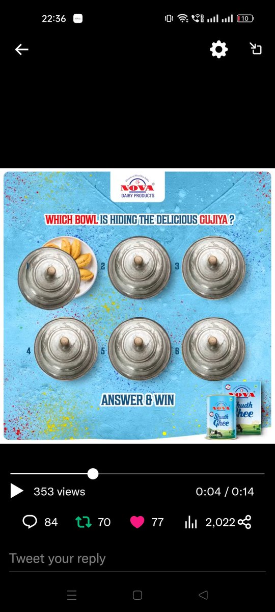 @novadairy Bowl No. '1'  has Holi sweet  Gujiya

#contestalert #giveaway #ghee #novaghee #holi #holiweek #gujiya #sweets #dairy #dairybrand #celebrations 
@novadairy