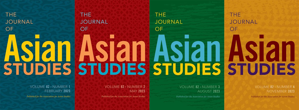 “The newly designed Journal of Asian Studies cover incorporates bold typography and colors supported by four rotating background textures..." Read more about <a href="/jas_tw/">Journal of Asian Studies</a> Volume 82, Number 1, on our blog: ow.ly/WkY350N7m3i 

And read the issue for free: read.dukeupress.edu/journal-of-asi…
