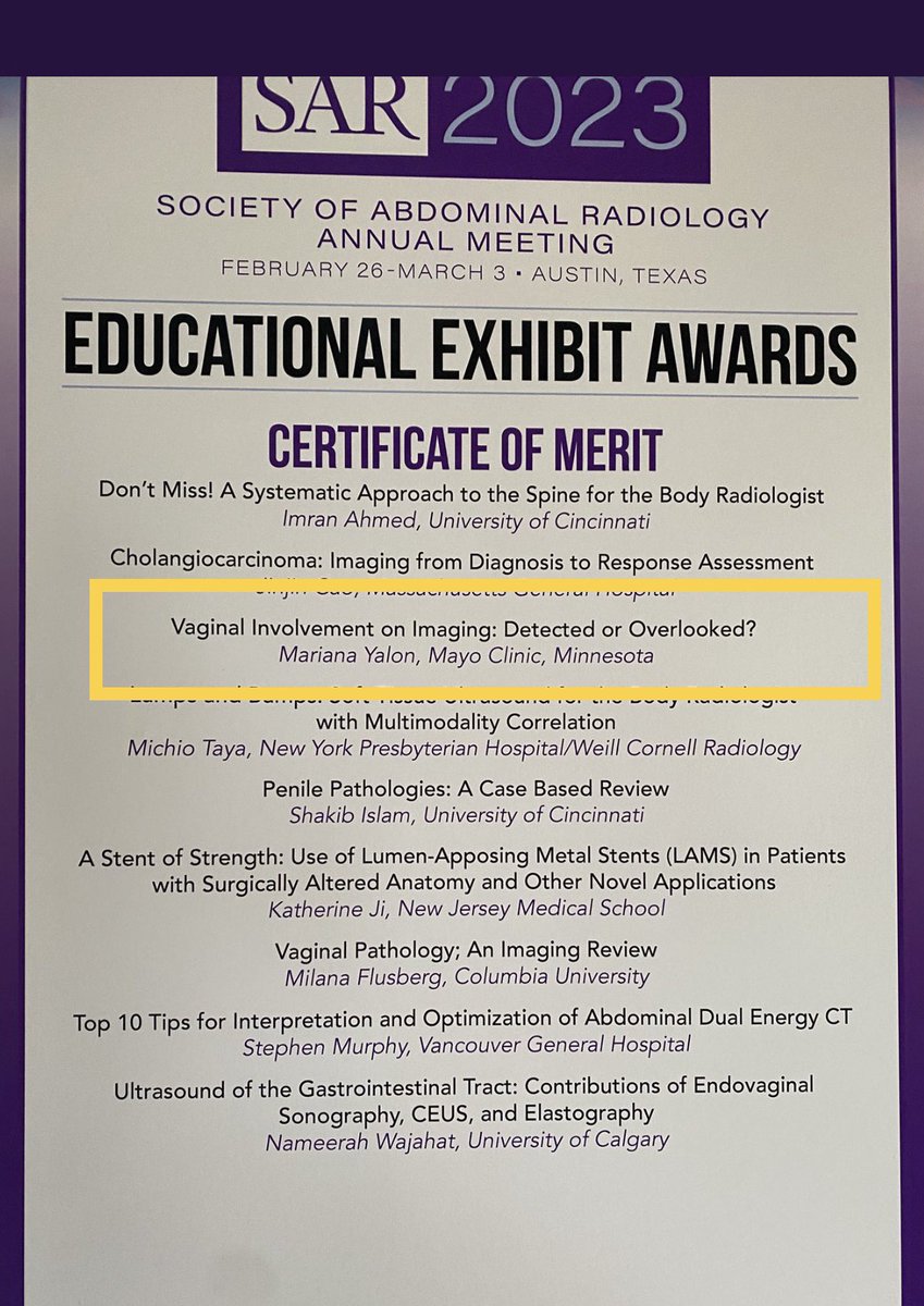 Wendaline VanBuren (@wendalinevb) on Twitter photo Congratulations <a href="/YalonMariana/">Mariana Yalon, MD</a> on your Certificate of Merit! <a href="/MayoRadiology/">Mayo Clinic Radiology</a> #SAR23 Congratulations <a href="/YalonMariana/">Mariana Yalon, MD</a> on your Certificate of Merit! <a href="/MayoRadiology/">Mayo Clinic Radiology</a> #SAR23