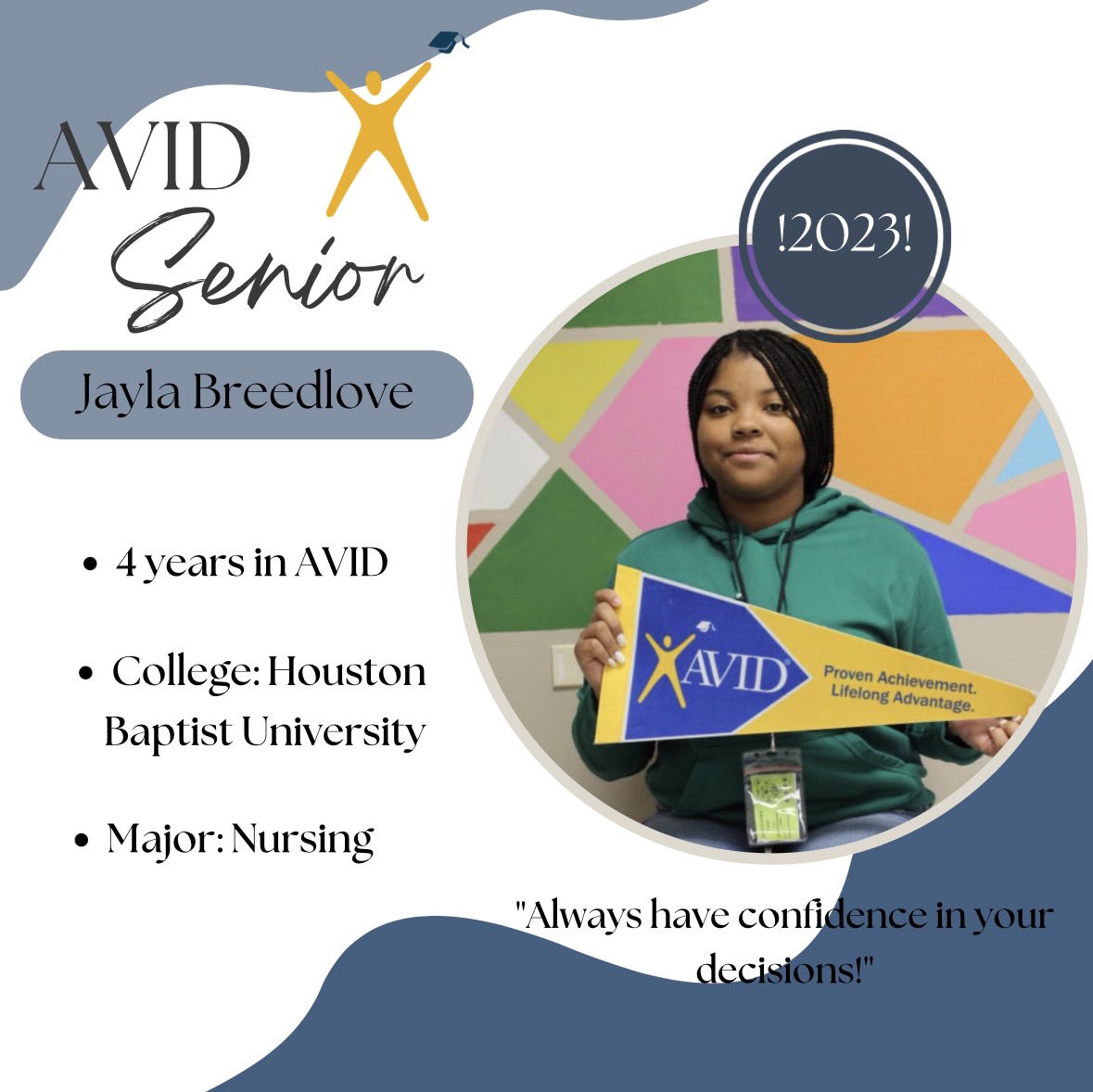 Check out our AVID Senior, Jayla Breedlove, who has committed to Houston Baptist University with a HUGE scholarship! Lead on, Jayla! So proud of your hard work! <a href="/AVID4College/">AVID</a> <a href="/BrenhamHS/">Brenham High School</a> <a href="/BrenhamISD/">Brenham ISD</a>