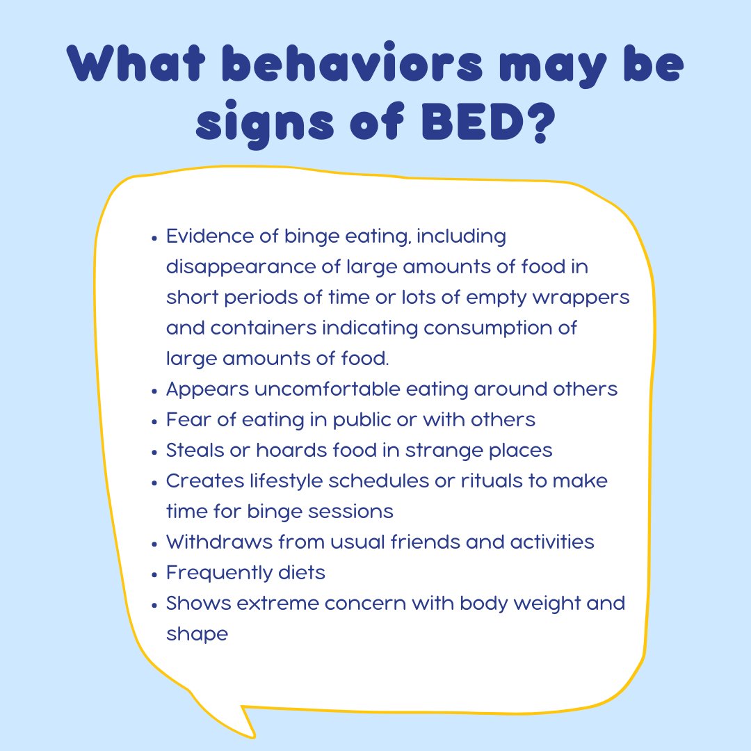 For day four of #NEDAWeek, we are discussing binge eating disorder (BED). Eating disorders, including BED, are serious conditions, but they can be treated and recovery is possible! Please reach out for help if you are struggling!