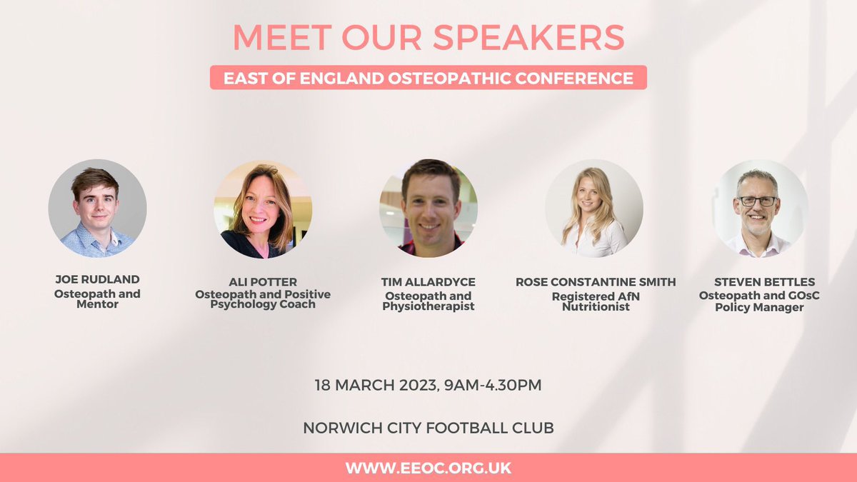 east_osteo_conf's tweet photo. 🚨 Ticket sales end 3pm tomorrow (3rd March)! 🚨 

5 expert speakers, 7 hours CPD, plenty of time to chat to other practitioners, and delicious food by Delia Smith’s Canary Catering company.

Book your spot: https://t.co/4SL1GbcU2x https://t.co/PIstRkV0W3