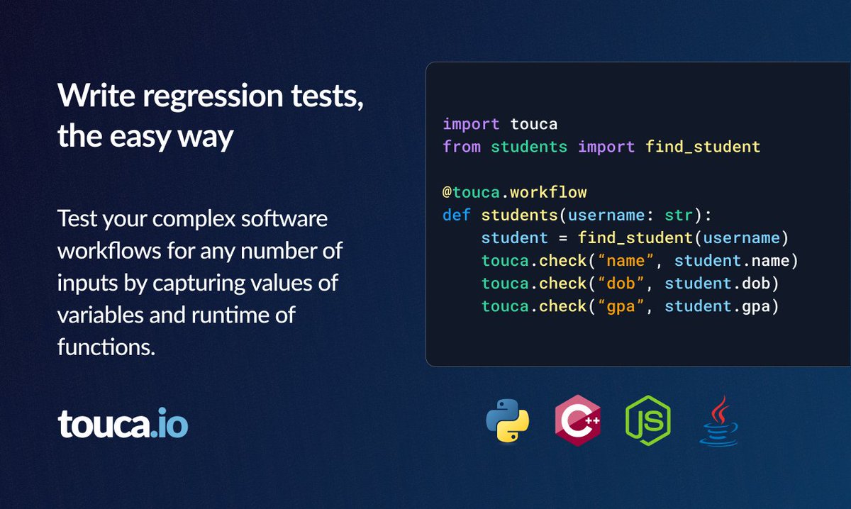 Touca.io tweet media