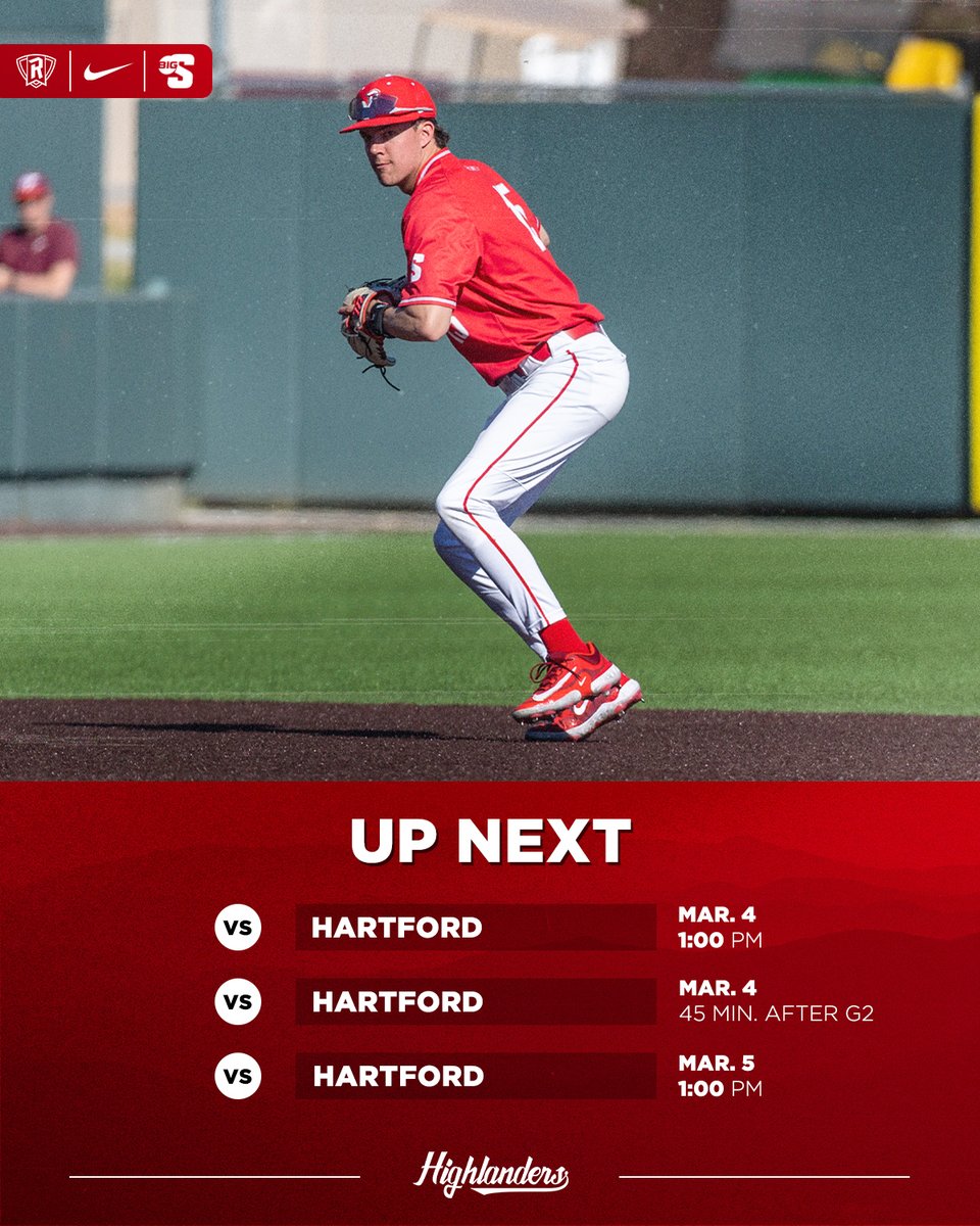 🚨 𝗦𝗖𝗛𝗘𝗗𝗨𝗟𝗘 𝗨𝗣𝗗𝗔𝗧𝗘 🚨

Due to impending inclement weather, we will be off on Friday and play a DH on Saturday against Hartford starting at 𝟏 𝐩.𝐦.

Here's how the weekend schedule looks. 👇

#RWay | #RiseAndDefend 🛡️