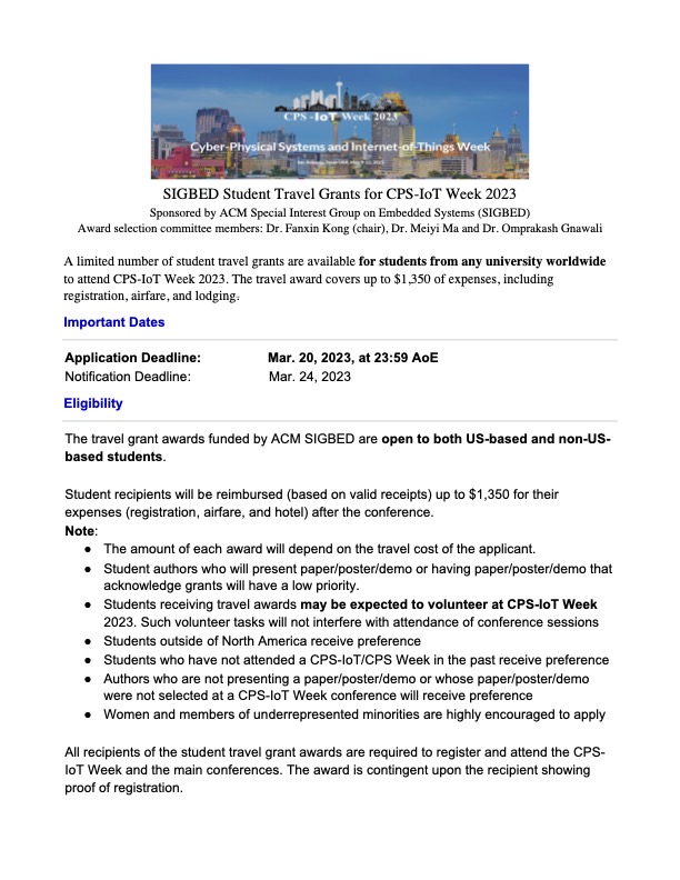 Another student travel grant!