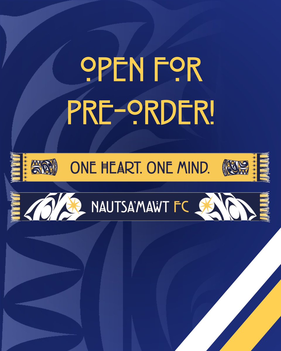 💛 Our inaugural season “One Heart, One Mind” Supporters Scarf is NOW available for pre-sale 💛 Showcasing the beautiful artwork by Maynard Johnny Jr. 

The scarf will be shipped &amp; around your necks for our first game against <a href="/TSSRovers/">TSS Rovers Football Club</a> on April 29th 🌟

hopeandhealth.org/our-shop/nauts…