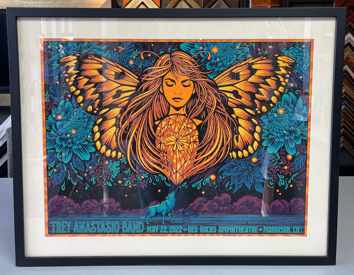 5280customframe's tweet photo. Custom framed @treyanastasio Band print by @ToddSlaterART using acid-free materials and UV glass! #art #denver #colorado #pictureframing #customframing #5280customframing #treyanastasio #phish #toddslater @truvueglazing @Crescent_CP @FramericaCorp @RedRocksCO https://t.co/cLhEwWzjk3